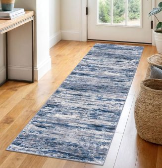 2x6 Navy Blue Gray Neutral Multi Modern Abstract Runner Rug for Hallways, Super Soft Hallway Decor Kitchen Rugs with Non-Slip, Non-Shedding Washable Rug for Entryway Bedroom Indoor