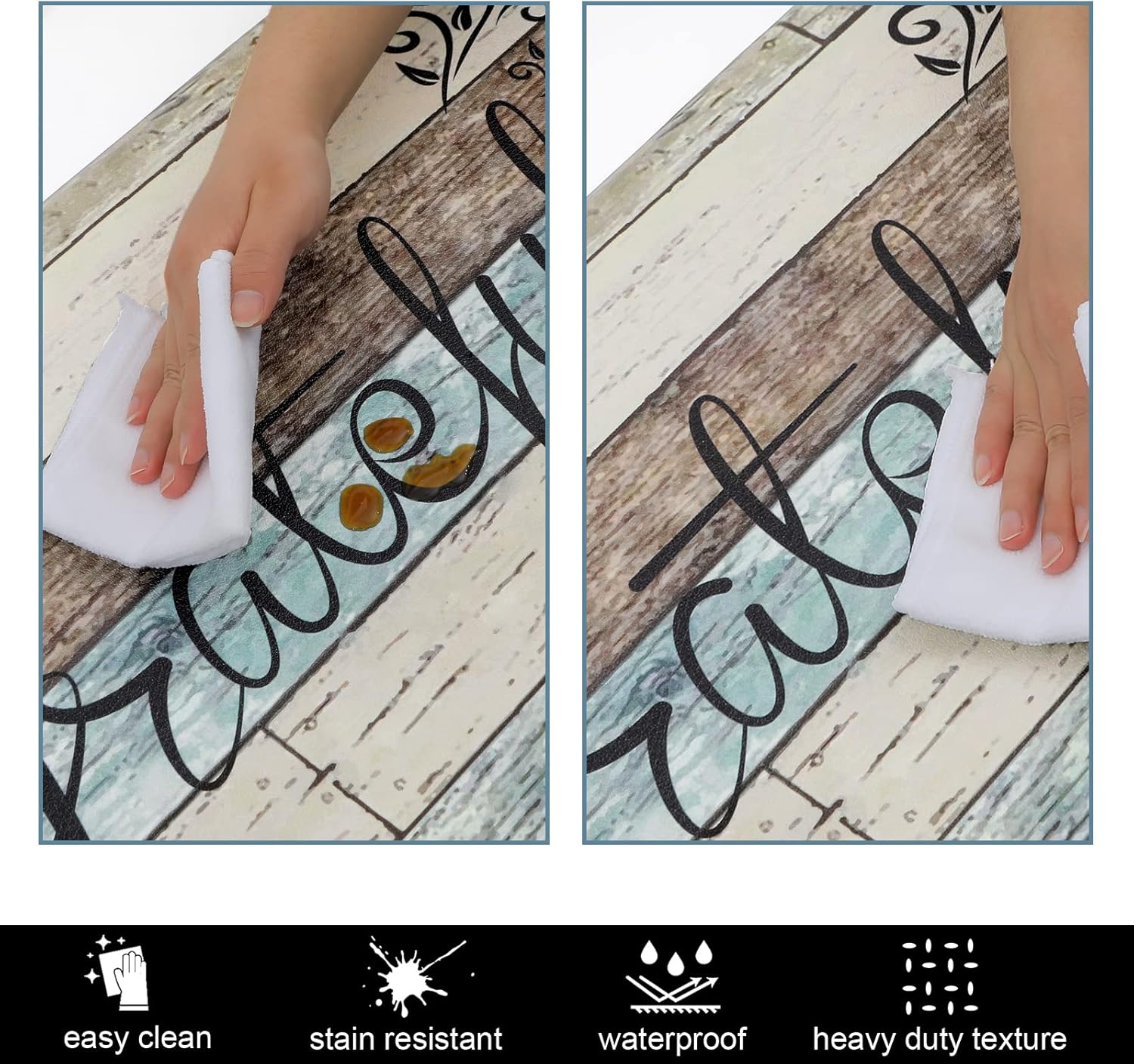 HEBE Anti Fatigue Kitchen Mat Set of 2 Non Slip Cushioned Kitchen Mats for Floor Waterproof Farmhouse Kitchen Rugs and Mats Set Comfort Standing Desk Mat Carpet for Sink,Office,Laundry - Image 5
