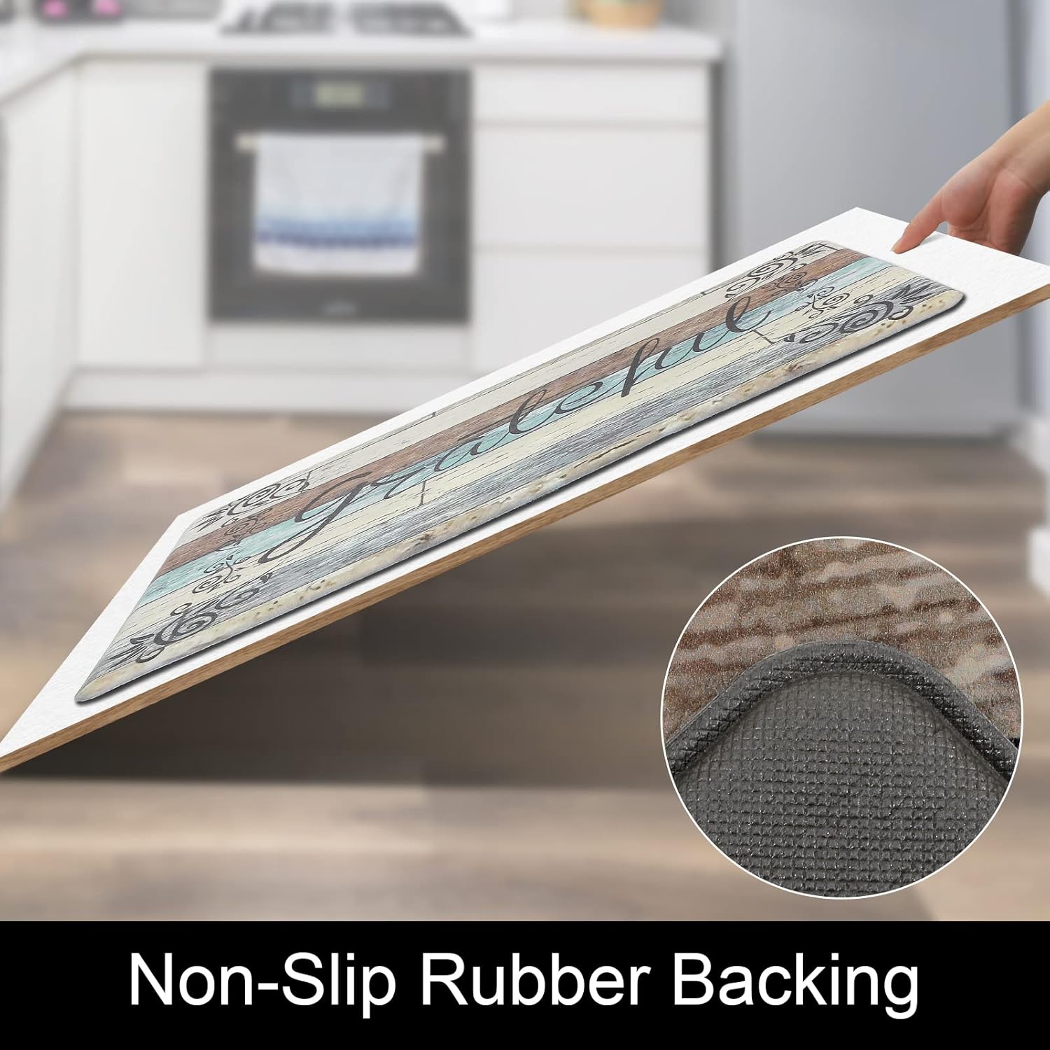 HEBE Anti Fatigue Kitchen Mat Set of 2 Non Slip Cushioned Kitchen Mats for Floor Waterproof Farmhouse Kitchen Rugs and Mats Set Comfort Standing Desk Mat Carpet for Sink,Office,Laundry - Image 6